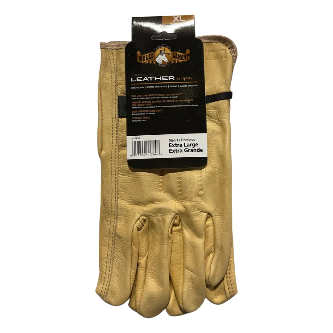 Wells Lamont Leather Cowhide Driver Work Gloves Ball & Tape Wrist Size XL