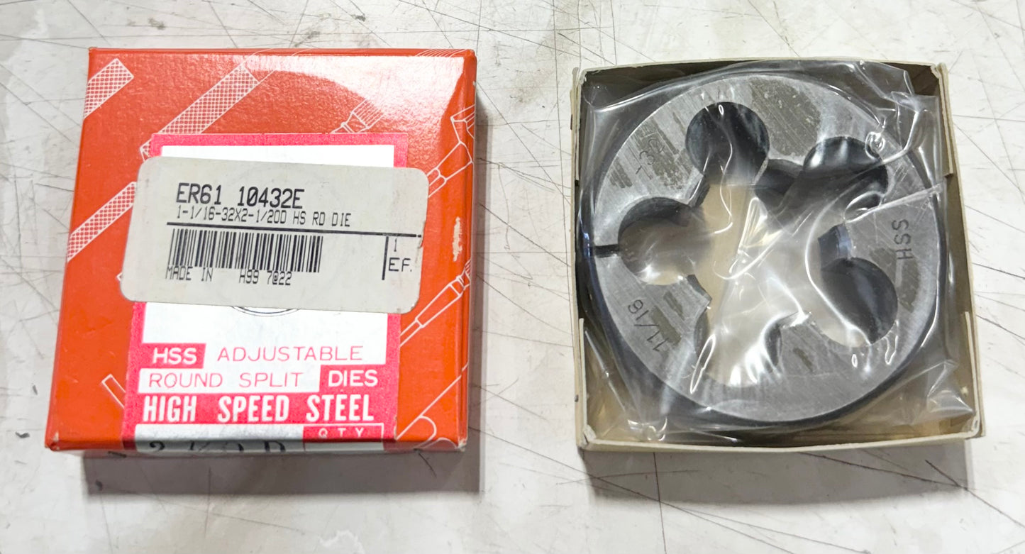 1-1/16"-32 HSS Adjustable Round Split Die 2-1/2" Outside Diameter