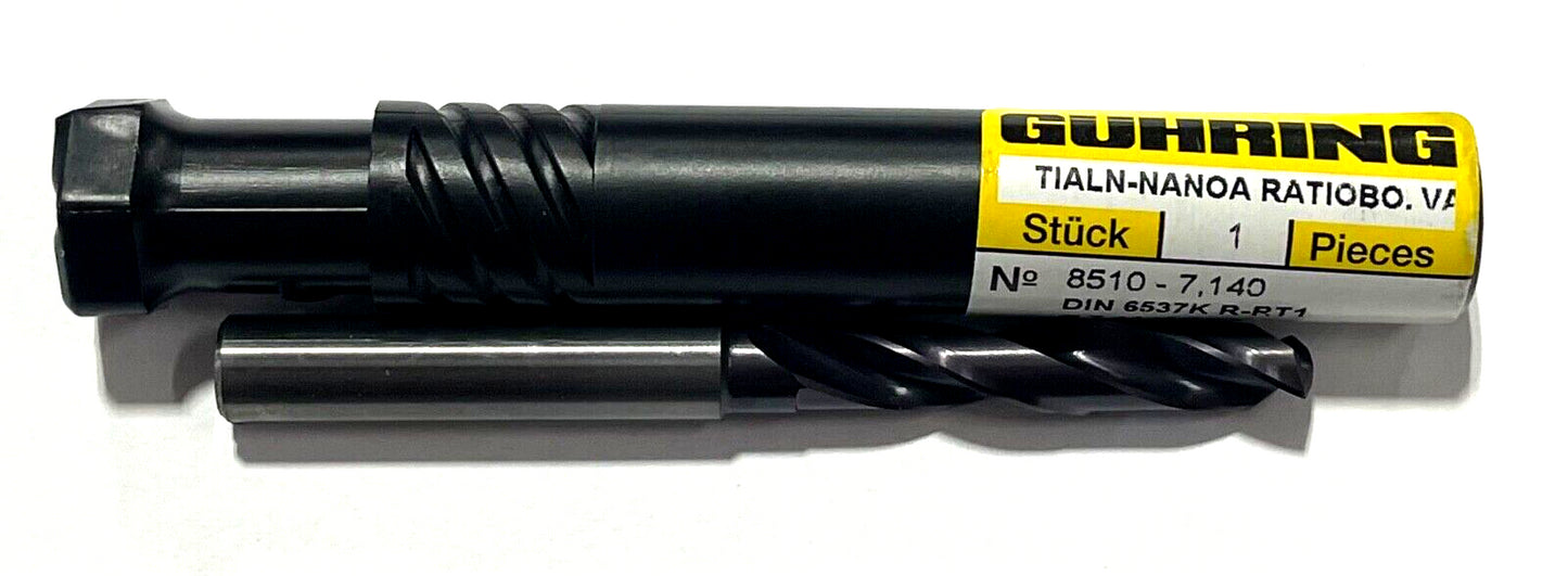 GUHRING 9/32" Solid Carbide Drill 3xD Coolant Thru nano-A Coating 140° Point