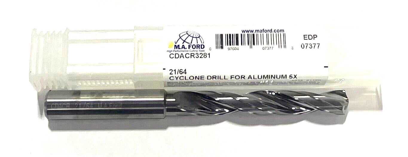 M.A. Ford 21/64" Solid Carbide Drill 5xD High Performance Coolant Thru USA Made