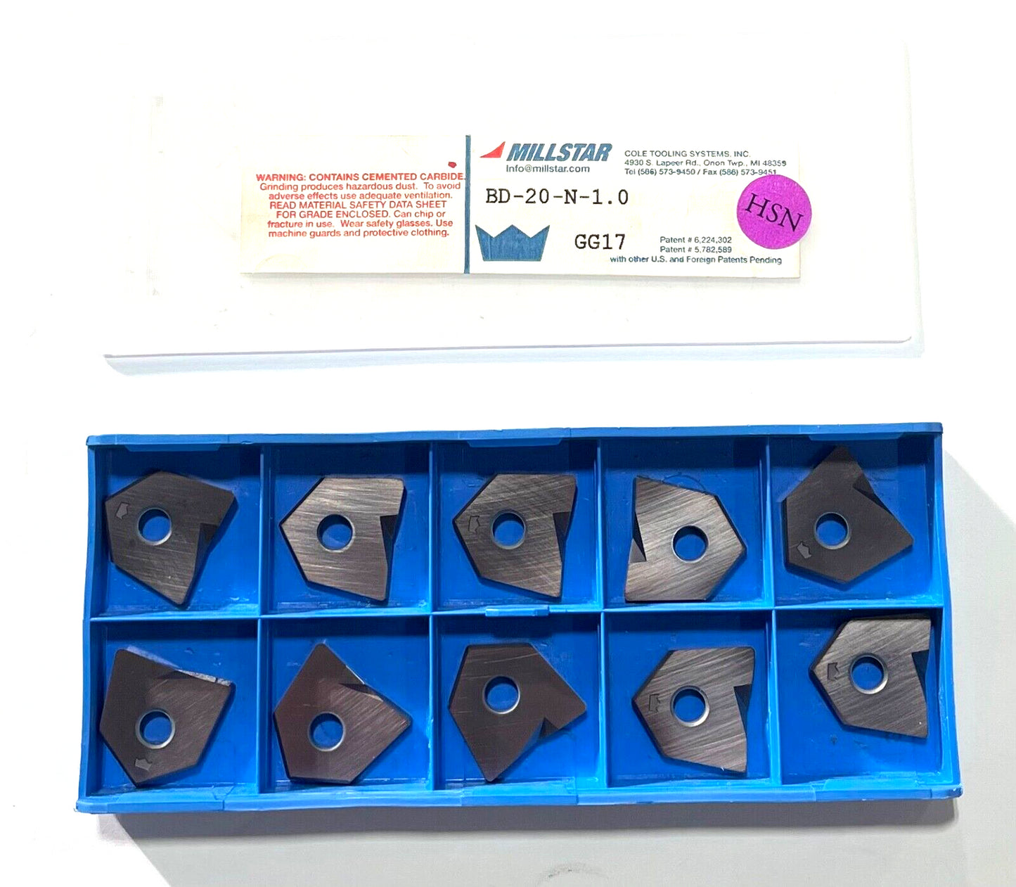 Millstar Carbide Insert BD-20-N-1.0 HSN Milling Inserts Bull Nose Nano Coat 10pk