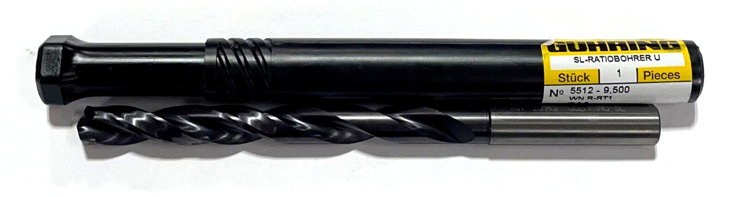 Guhring 9.5mm Solid Carbide Drill 7xD nano-FIREX Coating 2 Flute Coolant Thru