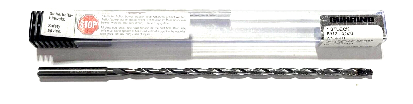 Guhring #16 Solid Carbide Drill 25xD Coolant Thru TiAlN Tipped 135°