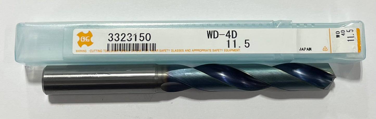 OSG 11.5mm Solid Carbide Drill WD1 Coating 2 Flute Jobber Length