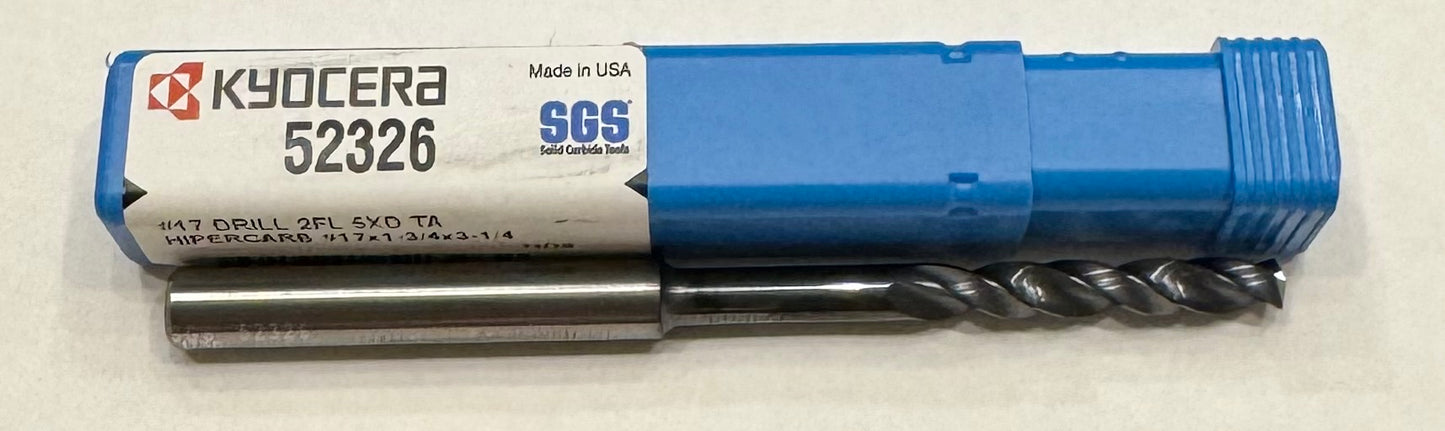 Kyocera #17 Solid Carbide Drill Jobber Length AlTiN Coating 2 Flute