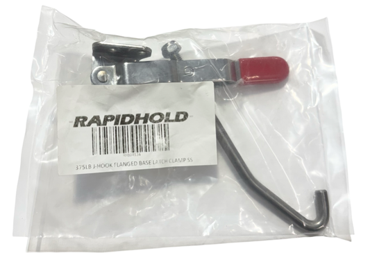RapidHold 375 lbs J-Hook Flanged Base Latch Clamp Stainless Steel