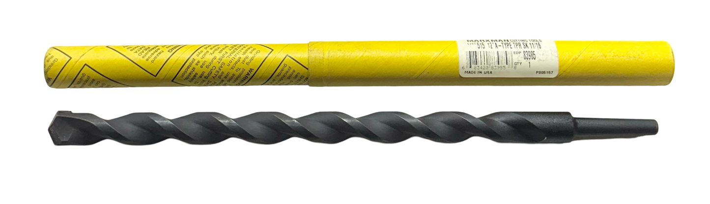 11/16" x 12" Carbide Tipped "A" Type Tpaer Shank Percussion Hammer Drill USA Made