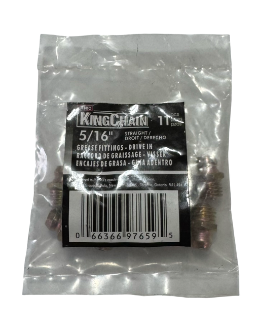 Mibro KingChain 5/16" Grease Fittings -Drive In - Straight 11 Pack