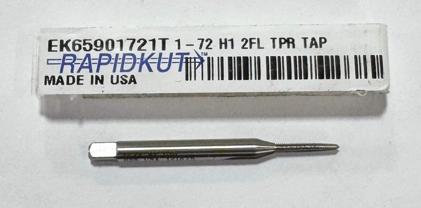 RapidKut 1-72 HSS Straight Flute Tap 2 Flute H1 Taper USA Made