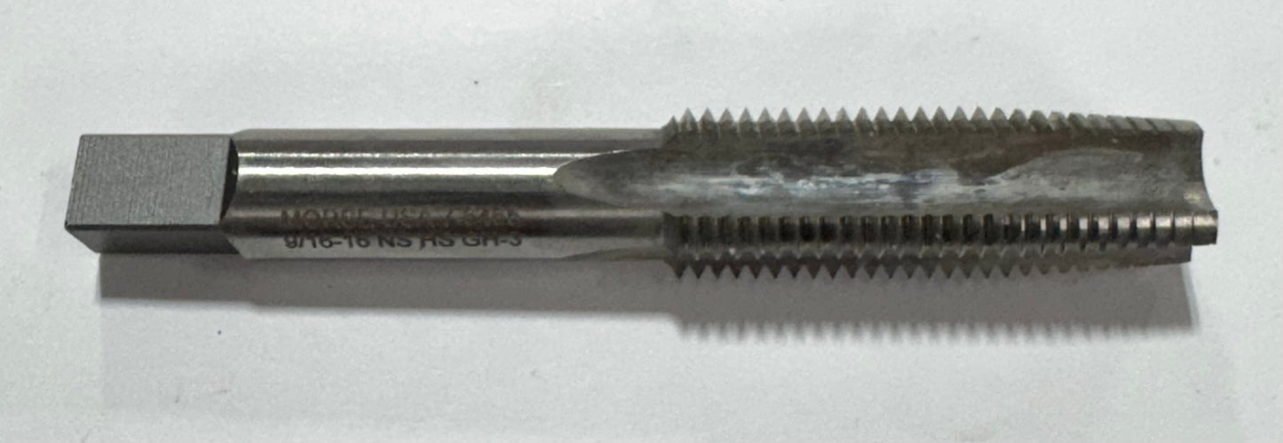 Morse 9/16"-16 HSS Straight Flute Taper Tap H3 4 Flute Bright USA Made
