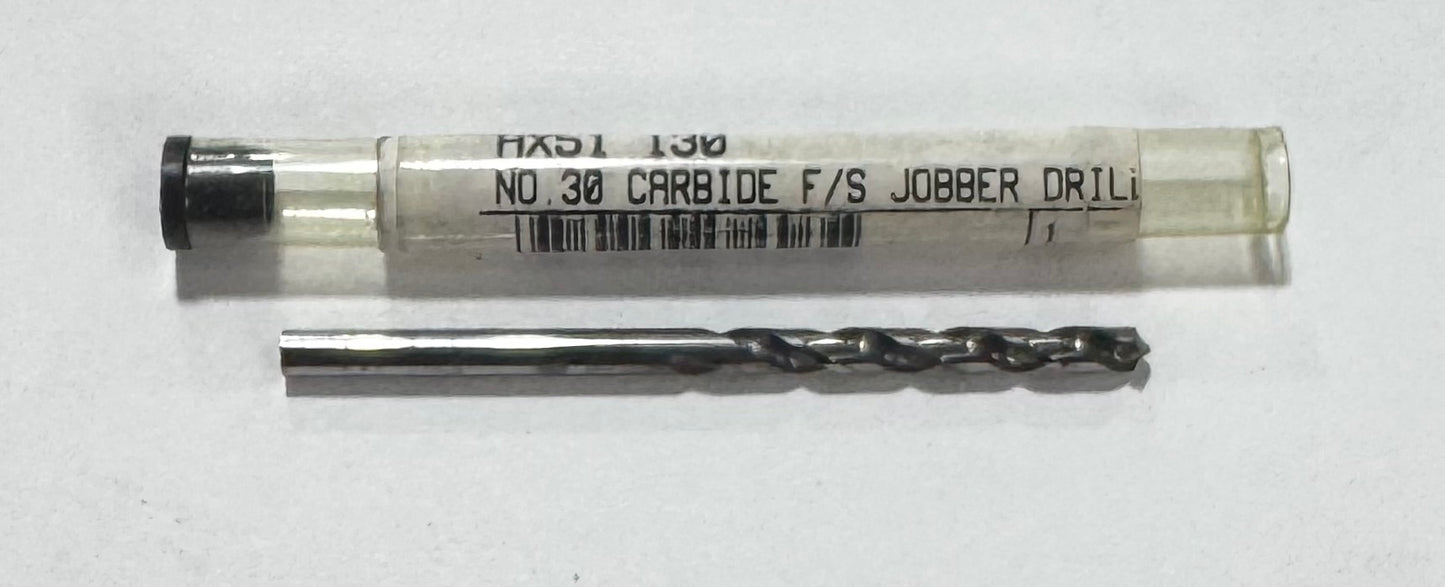 No.30 Solid Carbide Jobber Drill Bit Fast Spiral USA Made