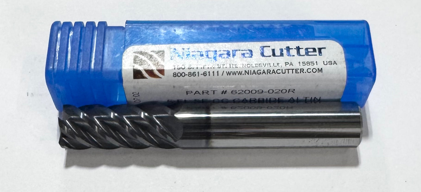 Niagara Cutter 7/16" Carbide End Mill 5 Flute AlTiN .020" Radius