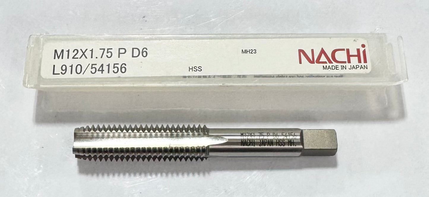 Nachi M12 x 1.75 HSS Hand Tap 4 Flute Plug Bright Finish