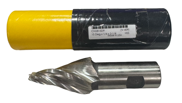 1/4" x 2-1/4" HSS Tapered End Mill 15°, 1" Shank USA Made