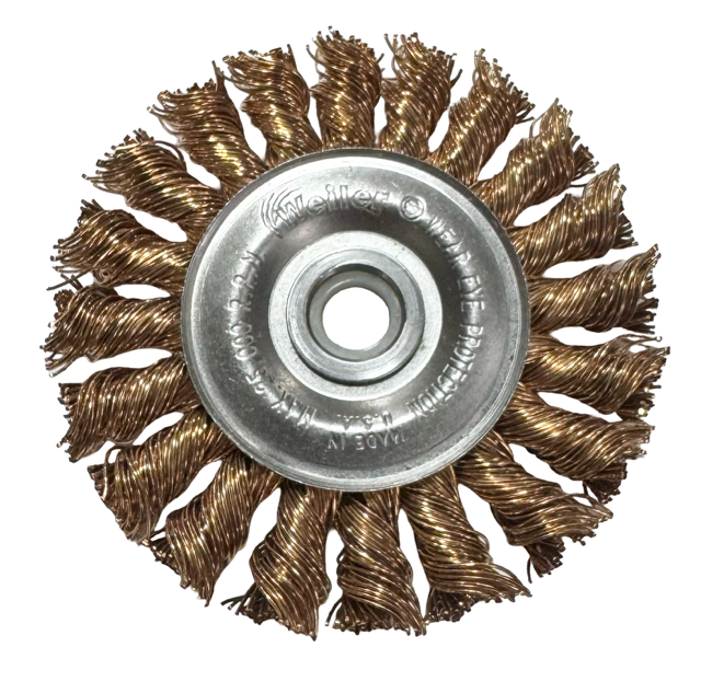 Weiler 3" Standard Twist Knot Wire Wheel, .020" Bronze Wire, 1/2"-3/8" Arbor Hole USA