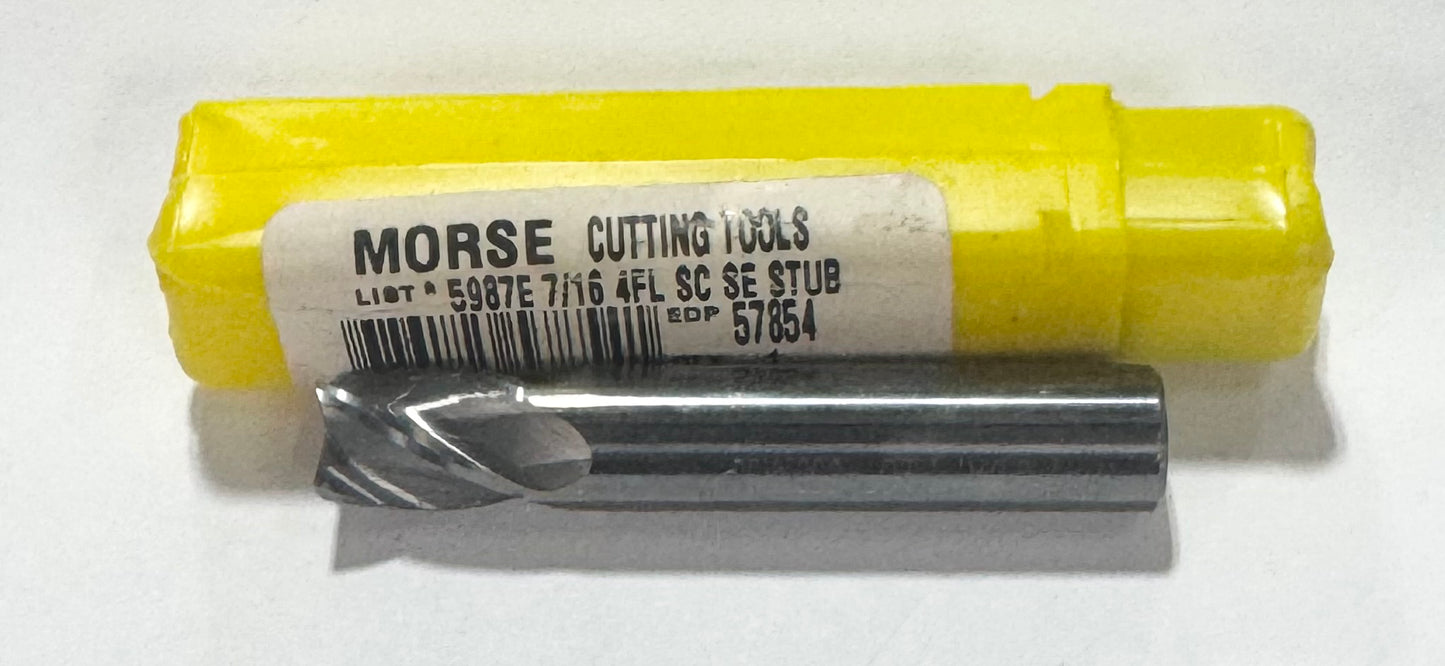 Morse 7/16" Carbide End Mill 4 Flute Stub Length USA Made