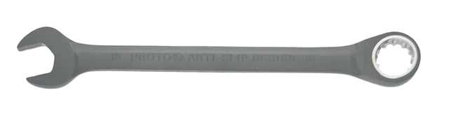 Proto 18mm Non-Reversible Ratcheting Combination Spline Wrench Black