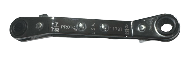 Proto 7/32" x 9/32" Offset Double Box Reversible Ratcheting Wrench 12 Point USA