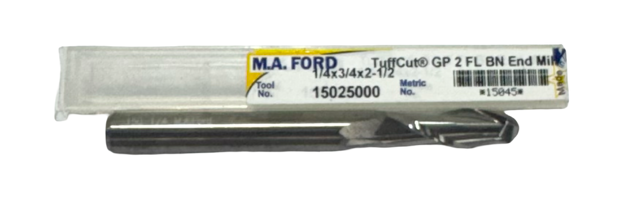M.A. Ford 1/4" Carbide Ball End Mill 2 Flute TuffCut USA Made