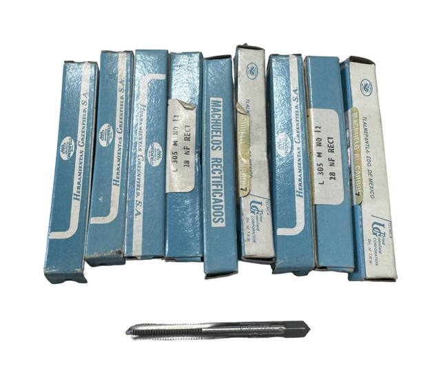 Greenfield 12-28 Carbon Hand Tap, 4 Flute Plug Tap 10 Pack