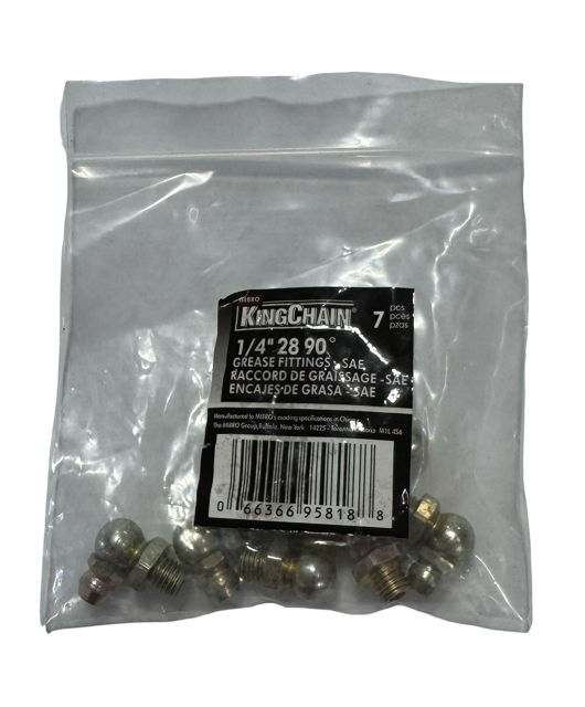 KingChain 1/4"-28 Grease Fitting SAE 90° Zerk Nipple Fittings 7 Pack