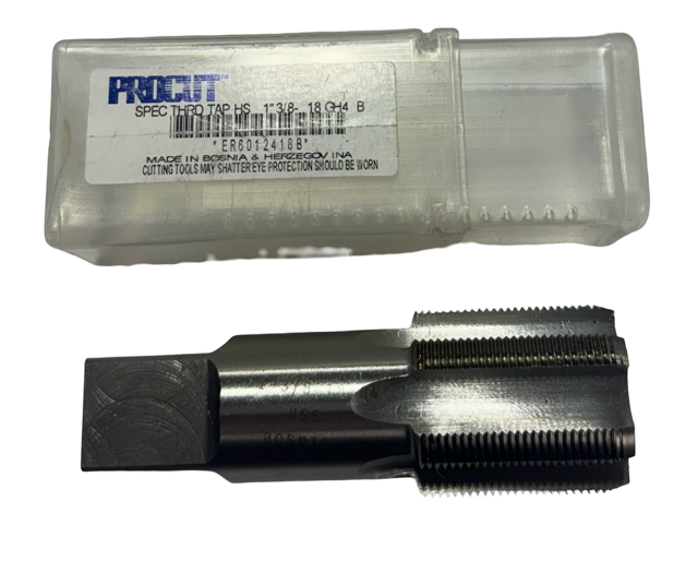 ProCut 1-3/8"-18 HSS Straight Flute Tap 6 Flute GH4 Bottoming Tap