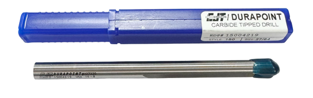 CJT 27/64" Carbide Tipped Drill DURAPOINT Hard Steel Die Drill