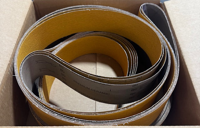 CGW 3" x 132" Sanding Belts 80 Grit Open Coat - Ceramic Alumina 8 Pack