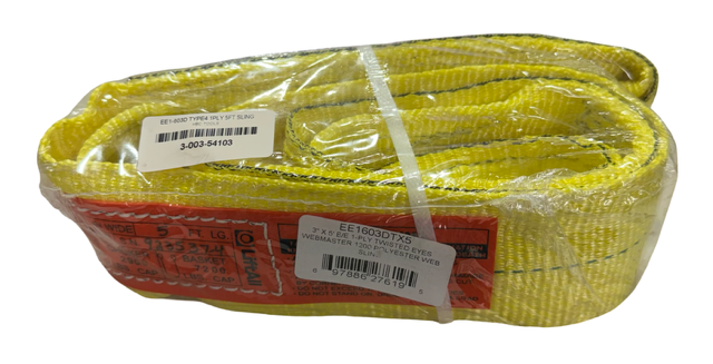 Lift-All 3" x 5 ft Polyester Twisted Eyes Web Sling, 1-Ply Webmaster