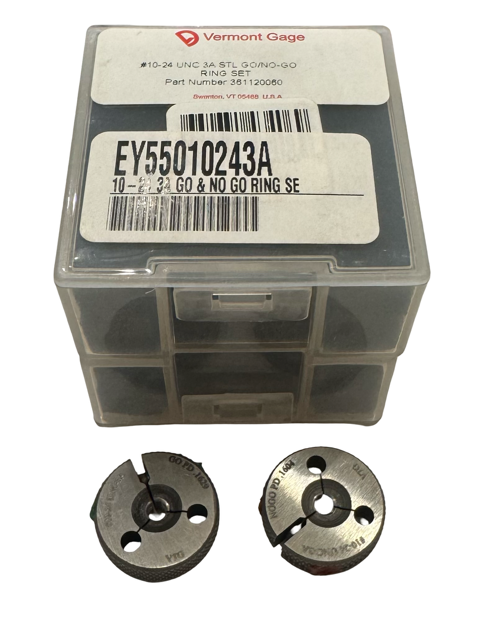 Vermont Gage #10-24 UNC 3A STL GO/NO-GO Ring Set USA Made
