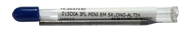 RapidKut .015" Carbide Miniature End Mill 5xD AlTiN Coated 3 Flute USA