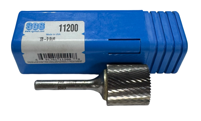 SGS 1" Carbide Burr SB-9 Cylinder with End Cut, Single Cut USA Made