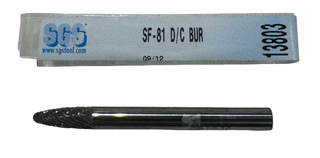 SGS 3/16" Carbide Burr SF-81 Tree Shape Double Cut Radius End USA Made