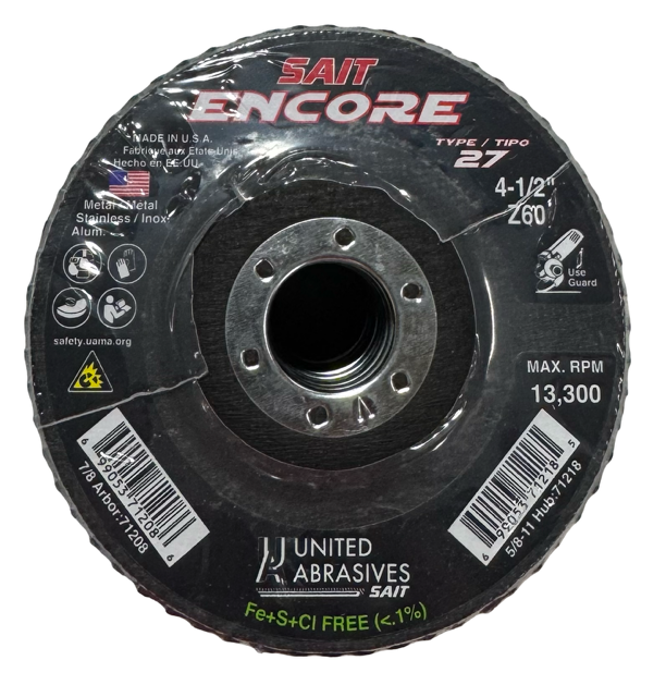 United Abrasives 4-1/2" x 7/8" Flap Discs 60 Grit Zirconia 10 Pack