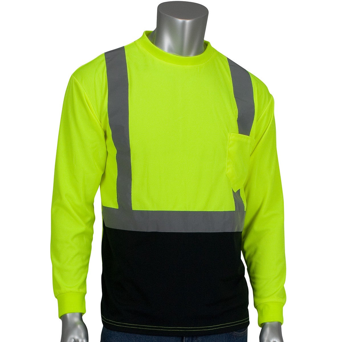 PIP Long Sleeve Hi-Vis Black Bottom T-shirt R2 Size 2XL