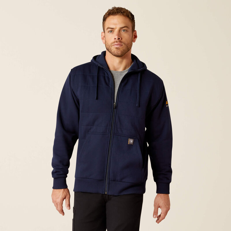 Ariat Rebar All-Weather Insulated Full Zip Hoodie, Navy, 3XL