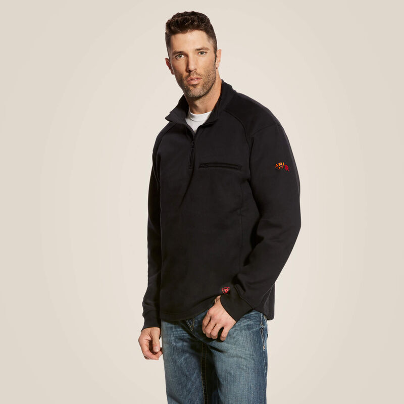 Ariat Flame Reistant 1/4 Zip Top Workwear, CAT2, Black, Size XL