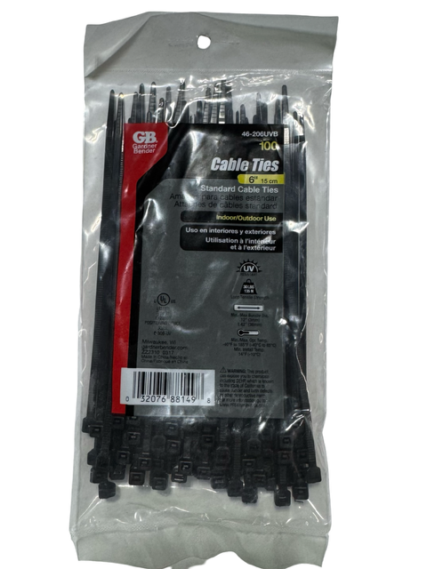 Gardner Bender 6" Standard Cable Ties 46-206UVB