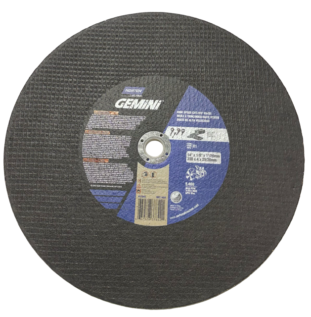 Norton GEMINI 14" x 1/8" x 1"/20mm Concrete High Speed Cut-Off Wheel