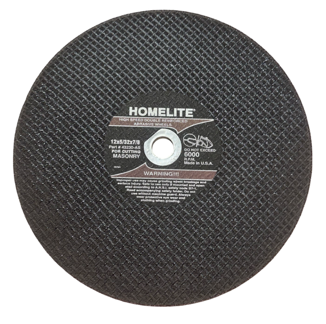 Homelite 12" x 5/32" x 7/8" Masonry Cut-Off Wheel High Speed USA Made