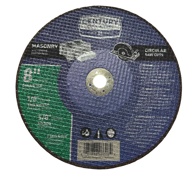 Century 8" x 1/8" x 5/8" Masonry Cut-Off Wheel Type 1A Abrasive Saw Blade