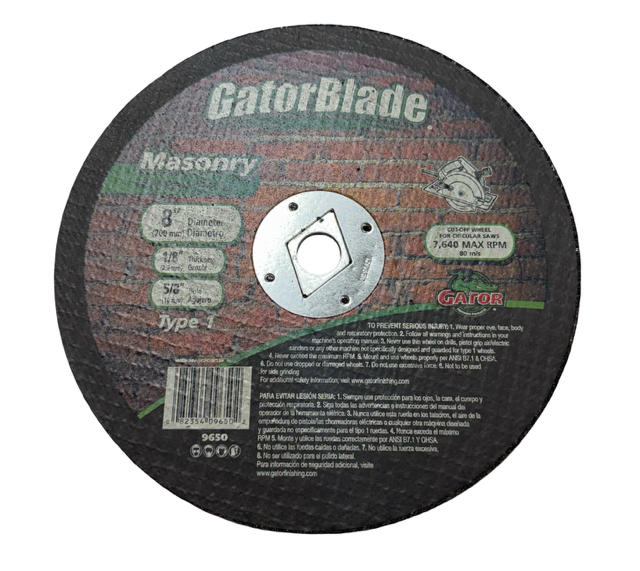 Gator Blade 8" x 1/8" x 5/8" Masonry Cut-Off Wheel for Circular Saws Type 1