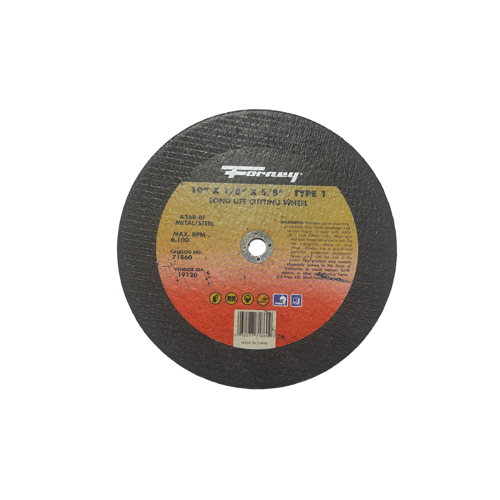 Forney 10" x 1/8" x 5/8" Long Life Metal Cut-Off Wheel Type 1 A36R-BF