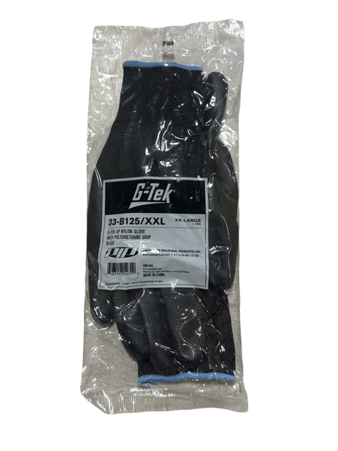 PIP G-Tek General Purpose Nylon Gloves with Polyurethane Grip, Black, Size XXL