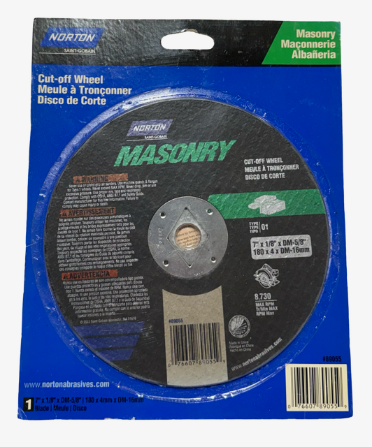 Norton 7" x 1/8" x 5/8" Masonry Cut-Off Wheel Type 1