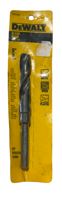 DEWALT 5/8" HSS Drill Bit 3/8" Reduced Shank for Metal, Wood & Plastic
