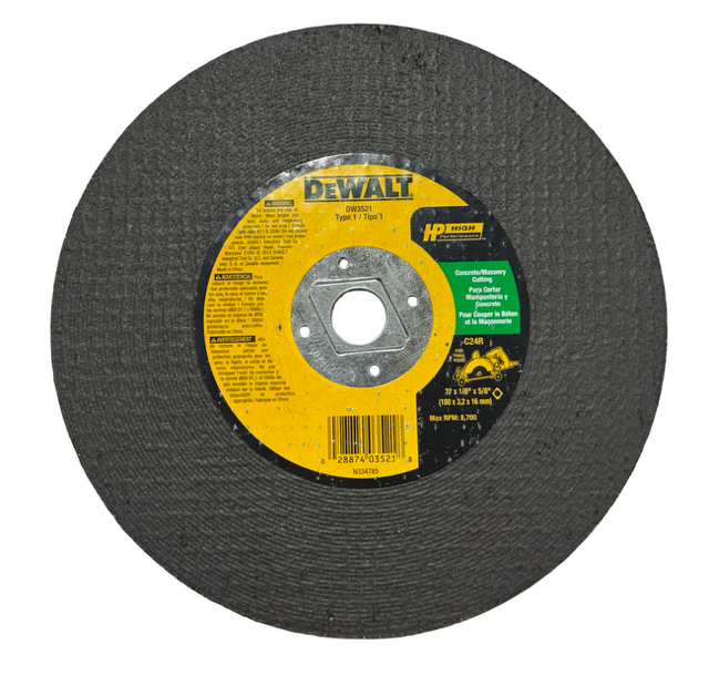 DEWALT 7" x 1/8" x 5/8" Concrete/Masonry Cut-Off Wheel, Type 1, C24R