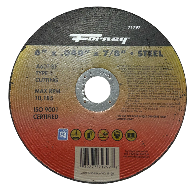 Forney 6" x .040" x 7/8" Metal Cut-Off Wheel, Type 1, A60T-BF