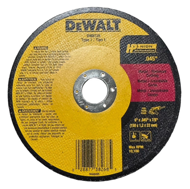 DEWALT 6" x .045" x 7/8" Metal/Stainless Cut-Off Wheel