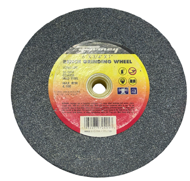 Forney 6" x 3/4" x 1" Bench Grinding Wheel 36 Grit Coarse Uninversal Arbor